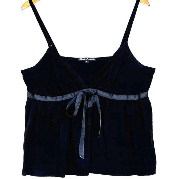 Simply Irresistible Tank Top Blouse  Grosgrain Ribbon Bow Size Large Solid Black - Picture 3 of 11